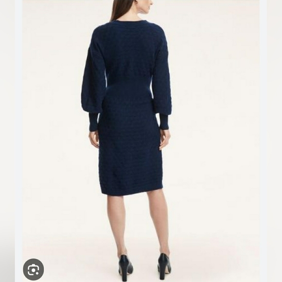 Brooks Brothers Womens Marino Wool  Navy Blue Blouson Dress Size XL - Picture 2 of 6